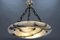 Large French Art Deco White Alabaster Pendant Light with Dark Veins, 1920 3