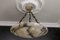Large French Art Deco White Alabaster Pendant Light with Dark Veins, 1920 13