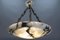 Large French Art Deco White Alabaster Pendant Light with Dark Veins, 1920 4