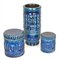 Vaso de tubo y cajas en azul de cerámica de Pol Chambost, años 50. Juego de 3, Imagen 1