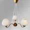 Mid-Century Kronleuchter aus Messing, Eiche & Opalglas von ASEA, Schweden, 1950er 4