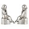 Sujetalibros Pierrot Art Déco de bronce plateado de Jean de la Fontinelle, 1925. Juego de 2, Imagen 7