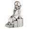 Sujetalibros Pierrot Art Déco de bronce plateado de Jean de la Fontinelle, 1925. Juego de 2, Imagen 4