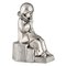 Sujetalibros Pierrot Art Déco de bronce plateado de Jean de la Fontinelle, 1925. Juego de 2, Imagen 5