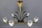 Französischer Art Deco Kronleuchter aus Weißem Glas, Bronze, Messing & Eisen, 1920er 15