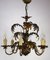 Lustre Palmier Hollywood Regency en Métal Doré, 1960s 4