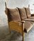 Brutalist Oak and Velvet Throne Sofa in the style of Guillerme Et Chambron, 1950s 2
