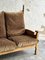 Brutalist Oak and Velvet Throne Sofa in the style of Guillerme Et Chambron, 1950s 3