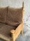 Brutalist Oak and Velvet Throne Sofa in the style of Guillerme Et Chambron, 1950s 5