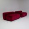 Set of Cherry-Red Velvet Strips Sofa by Cini Boeri for Arflex, 1960s 1