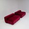 Kirschrotes Samt Strips Sofa von Cini Boeri für Arflex, 1960er, 2er Set 3