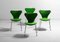 Chaises en Tissu Vert Foncé par Arne Jacobsen pour Fritz Hansen, 1980s, Set de 4 2