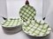 Service d'Assiettes et Plats en Faïence Moulin Des Loups Orchies à Décor de Vichy Vert, Set de 13 1