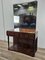 Art Deco Dressing Table in Briarwood with Mirror and Pink Glass Top, 1930s 1