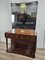 Art Deco Dressing Table in Briarwood with Mirror and Pink Glass Top, 1930s 2