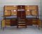 Bookcase Bar Cabinet with Folding Table in Mahogany and Brass, 1950s 5