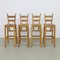 Vintage Barstools in Massive Oak and Rattan, 1970s Set of 4 1