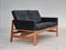 Vintage Danish Two-Seater Sofa in Leather and Oak, 1960s 1