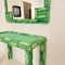 Mid-Century Modern Green Ceramic Console Table with Mirror, 1970, Set of 2 5