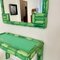 Mid-Century Modern Green Ceramic Console Table with Mirror, 1970, Set of 2 12