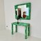 Mid-Century Modern Green Ceramic Console Table with Mirror, 1970, Set of 2 3