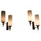 Brass and Opaline Wall Lamps attributed to Stilnovo, Italy, 1960s, Set of 2 1