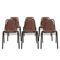 Vintage Black Lacquered Steel & Leather Dining Chairs, Set of 10, Image 2