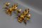 Hollywood Regency Style Gilt Metal and Crystal Glass Sconces, 1970s, Set of 2 6