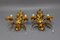 Hollywood Regency Style Gilt Metal and Crystal Glass Sconces, 1970s, Set of 2 4