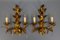 Hollywood Regency Style Gilt Metal and Crystal Glass Sconces, 1970s, Set of 2 2