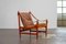 Poltrona Safari in pelle in teak, Scandinavia, anni '60, Immagine 8