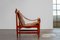 Scandinavian Safari Leather Lounge Chair in Teak, 1960s 7
