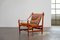 Skandinavischer Safari Ledersessel aus Teak, 1960er 1