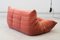Coral Corduroy Togo Two-Seat Sofa by Michel Ducaroy for Ligne Roset 5