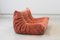 Coral Corduroy Togo Two-Seat Sofa by Michel Ducaroy for Ligne Roset 4