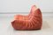 Coral Corduroy Togo Two-Seat Sofa by Michel Ducaroy for Ligne Roset 8