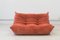 Coral Corduroy Togo Two-Seat Sofa by Michel Ducaroy for Ligne Roset 1