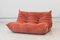 Coral Corduroy Togo Two-Seat Sofa by Michel Ducaroy for Ligne Roset 9