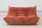 Coral Corduroy Togo Two-Seat Sofa by Michel Ducaroy for Ligne Roset 2