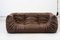Vintage Two-Seater Togo Sofa with Arms in Brown Leather by Michel Ducaroy for Ligne Roset, 1970s 1