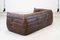 Vintage Two-Seater Togo Sofa with Arms in Brown Leather by Michel Ducaroy for Ligne Roset, 1970s 9