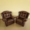 Chesterfield Livingroom Set in Brown Leather, Set of 3 7