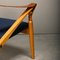 Scandinavian Modern Foldable Safari Lounge Chair in Beech Wood and Blue Fabric, 1950s, Image 15