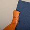 Scandinavian Modern Foldable Safari Lounge Chair in Beech Wood and Blue Fabric, 1950s, Image 8