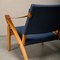 Scandinavian Modern Foldable Safari Lounge Chair in Beech Wood and Blue Fabric, 1950s, Image 11
