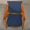Scandinavian Modern Foldable Safari Lounge Chair in Beech Wood and Blue Fabric, 1950s, Image 7