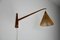 Mid-Century Teak and Rattan Swing Arm Wall Lamp attributed to Temde, 1960s, Image 2