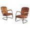 Poltrone tubolari in pelle color cognac, anni '30, set di 2, Immagine 1