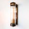 Zylindrische Wandlampe mit Streifenglas & patiniertem Messing-Finish, 1970er 1