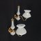 Golden Metal and Opal Glass Sconces, 1970s, Set of 2 1